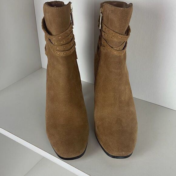 Saks Fifth Avenue Tan Suede Ankle Boots - Picture 3 of 9